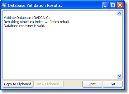 Database Validation Results