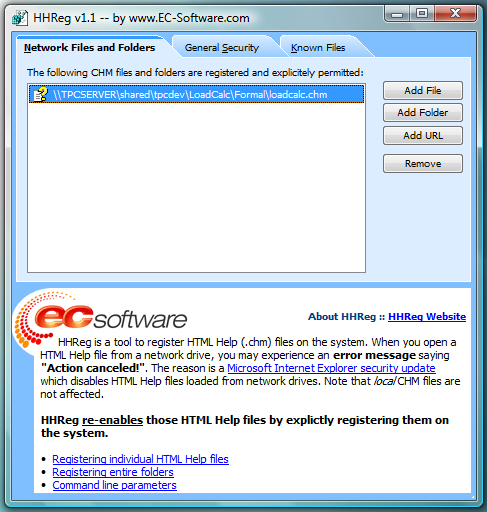 HHReg Network Files and Folders